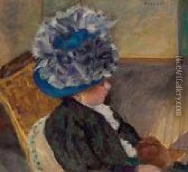 Jeune Femme Au Chapeau Bleu Oil Painting - Pierre Bonnard