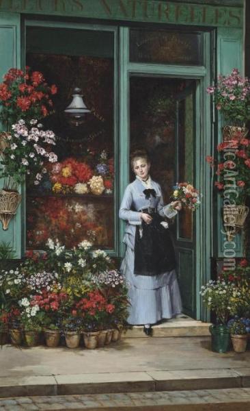 La Bouquetiere Oil Painting - Jules Emile Saintin