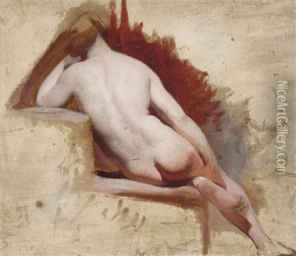 Seated Female Nude Study Oil Painting - William Etty
