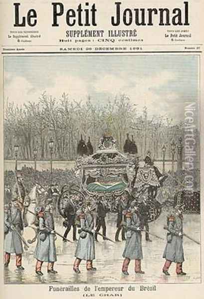 The Funeral of the Emperor of Brazil The Carriage from Le Petit Journal 26th December 1891 Oil Painting - Henri Meyer