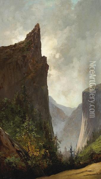 Sentinel Rock And El Capitan, Circa 1880 Oil Painting - Jules Tavernier