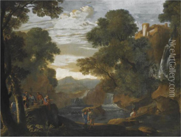 Landscape With Fishermen Oil Painting - Herman Van Swanevelt