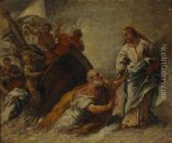 Christ And Saint Peter Upon The Sea Oil Painting - Sebastiano Ricci