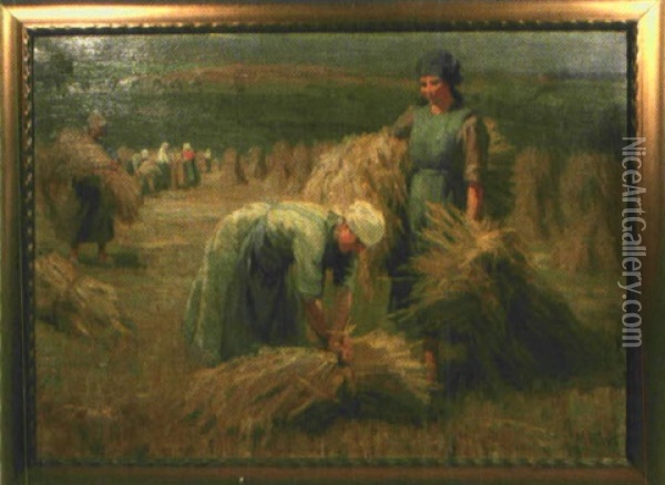 Bauerinnen Bei Der Heuernte Oil Painting - Martin Frost