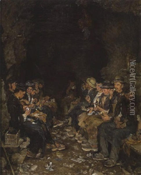 Fruhstuck Im Tunnel Oil Painting - Otto Piltz