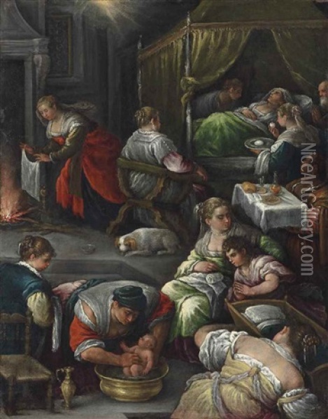 The Birth Of The Virgin Oil Painting - Francesco Bassano