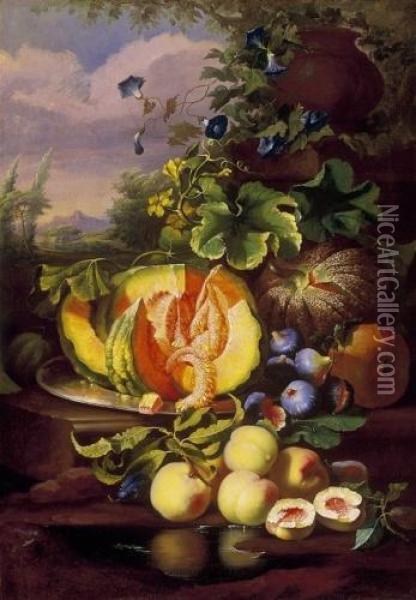Still Life Of Fruit Oil Painting - Ferenc Ujhazy