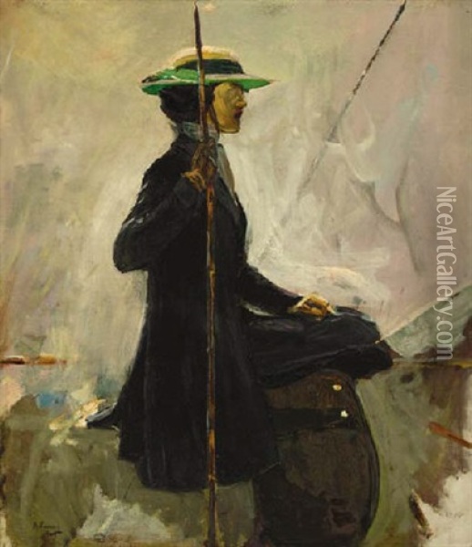 Eileen On Horseback, Tangier Oil Painting - John Lavery