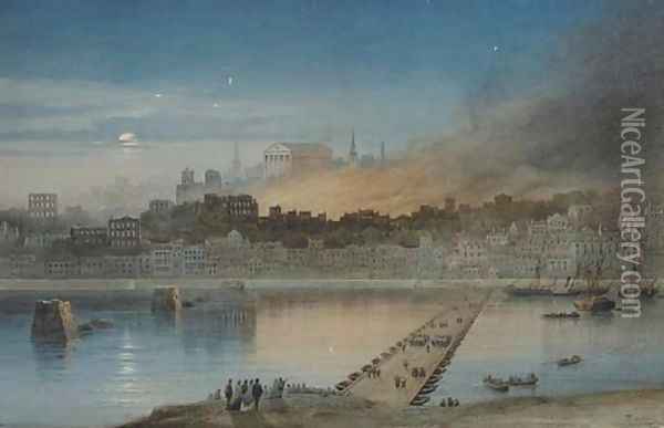 The city ablaze Oil Painting - Alexandre T. Francia