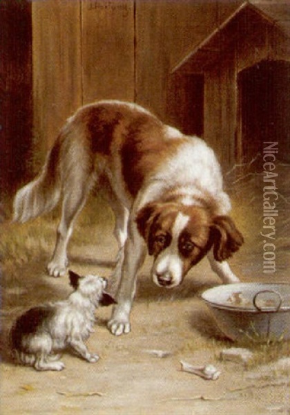 Zwei Hunde Oil Painting - Carl Reichert