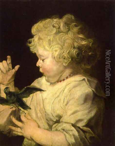 Portrait of a child with bird Oil Painting - Sir Anthony Van Dyck