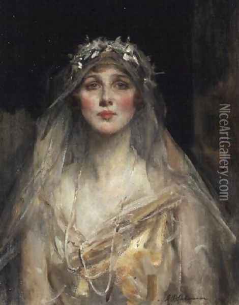Portrait of a Bride Oil Painting - James Jebusa Shannon