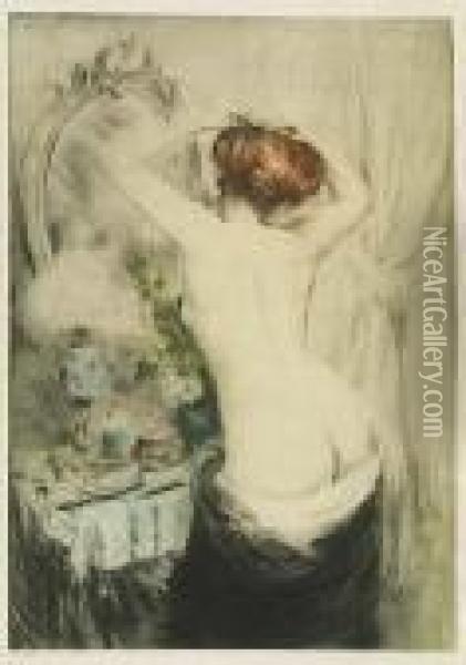Nu Se Coiffant Oil Painting - Manuel Robbe