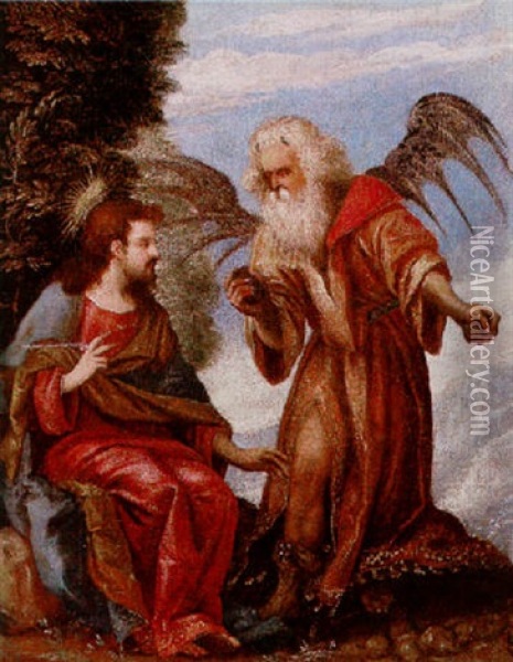 The Temptation Of Christ Oil Painting - Battista (de Luteri) Dossi