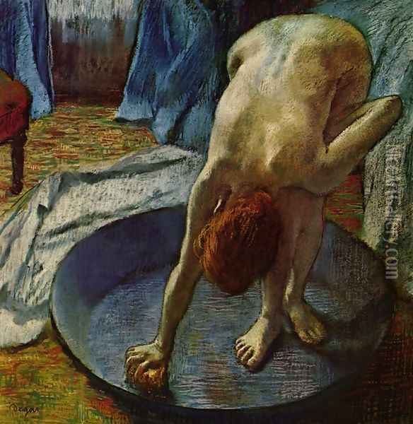Woman in the Bath, 1886 Oil Painting - Edgar Degas