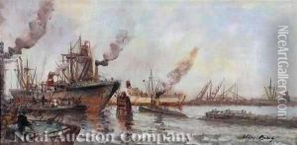 Harbor Scene Oil Painting - Einar Vilhelm Bogh