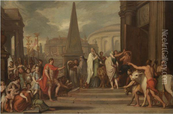 The Emperor Augustus Closing The Doors Of The Temple Ofjanus Oil Painting - Gerard de Lairesse