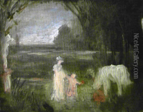 Mere Et Son Enfant Dans Une Clairiere Oil Painting - Pierre Laprade