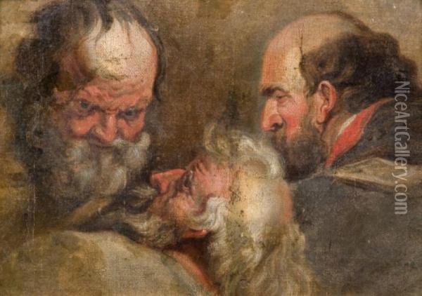 Esquisse De Trois Tetes D'homme Oil Painting - Sir Anthony Van Dyck