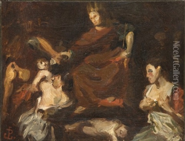 Le Jugement De Salomon (after Valentin De Boulogne) Oil Painting - Jean Paul Laurens