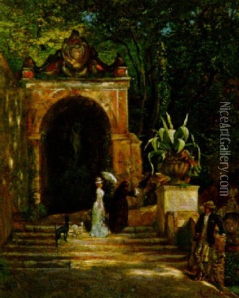 Die Venusgrotte In Der Villa Borghese Oil Painting - Eduard Daelen