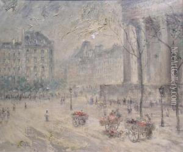 Boulevard In Paris Oil Painting - Cesar A. Villacres