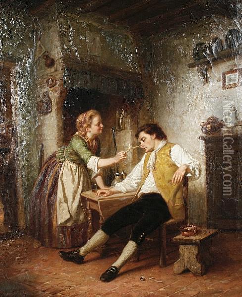 A Rude Awakening Oil Painting - Hendrick Joseph Dillens