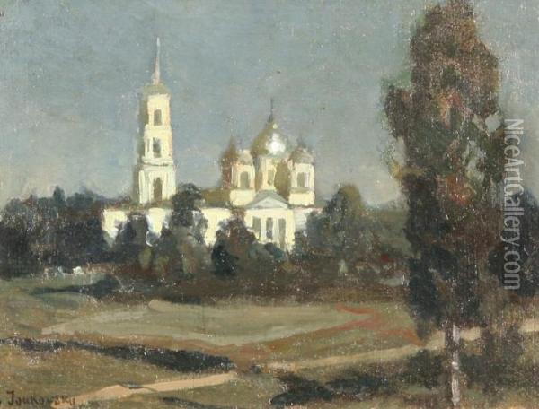 Church Cupolas Bathed In The Moonlight Oil Painting - Stanislaw Zukowski