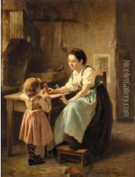 Little Helpers Oil Painting - Joseph-Athanase Aufray