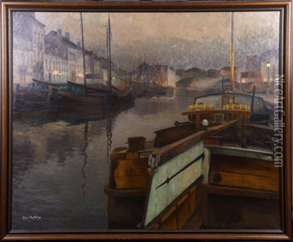 Le Canal De Bruxelles Oil Painting - Edgard Bytebier