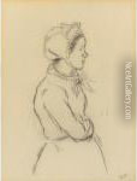 Femme En Profil Oil Painting - Camille Pissarro