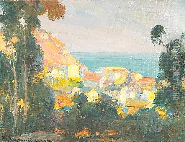 Sunset On The Santa Monica Bluffs Oil Painting - Jean Mannheim