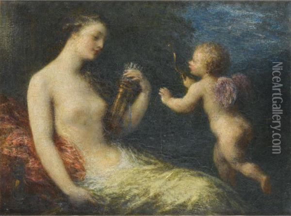 Venus Et Cupidon Oil Painting - Ignace Henri Jean Fantin-Latour