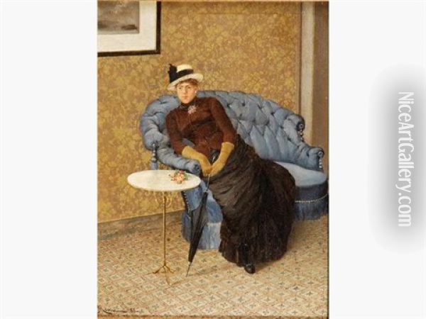 Femme A L'ombrelle Oil Painting - Johannes Lodewijk Moerman