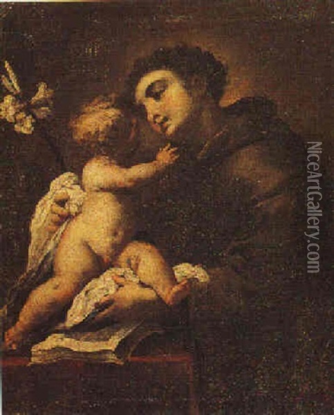 San'antonio Di Padova Con Gesu Bambino Oil Painting - Valerio Castello