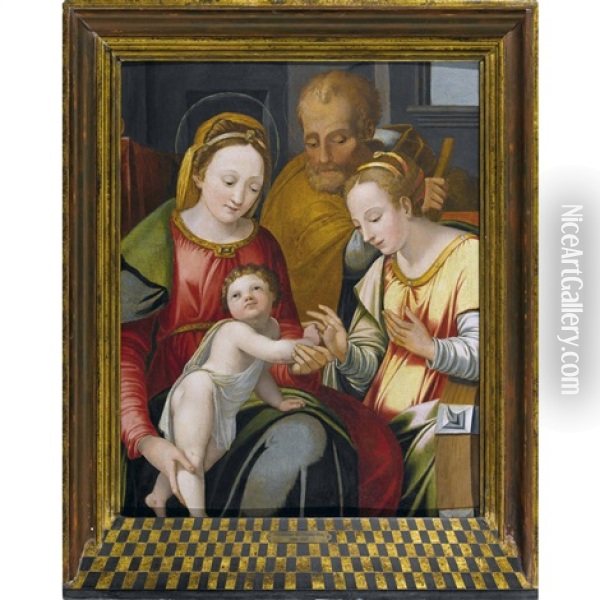 Die Mystische Vermahlung Der Heiligen Katharina Oil Painting - Innocenzo di Pietro (da Imola) Francucci