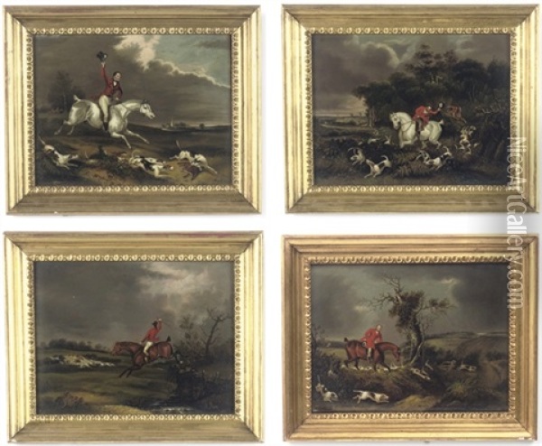 Fox Chase (+ 3 Others; 4 Works) Oil Painting - Samuel Raven