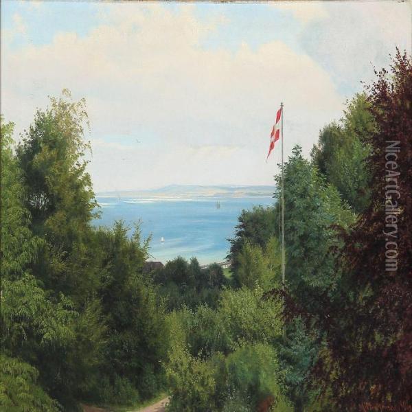 View From The Aarhus Bay, Denmark Oil Painting - Carl Milton Jensen