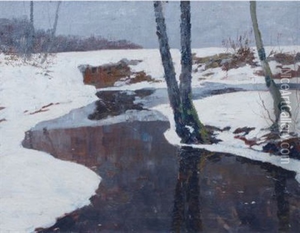 A Creek In Winter Oil Painting - Wilhelm Nagel