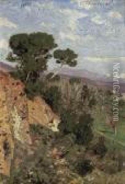 Landschaft Bei Nizza Oil Painting - Edmund Berninger