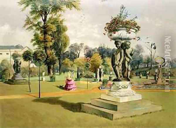 The Terrace Garden, Woburn Abbey Oil Painting - E. Adveno Brooke