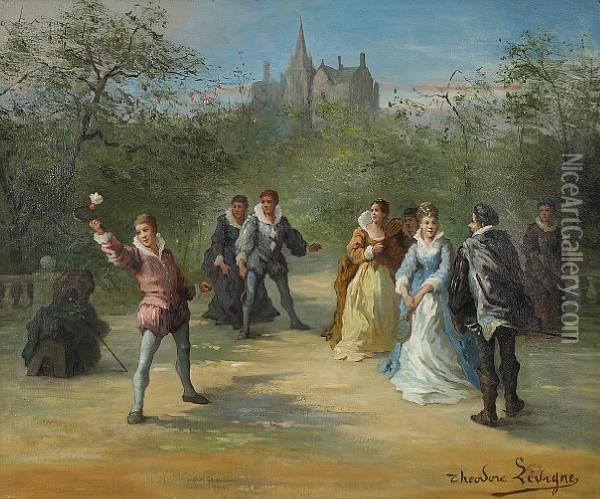 A Game Of Badminton Oil Painting - Theodore Levigne