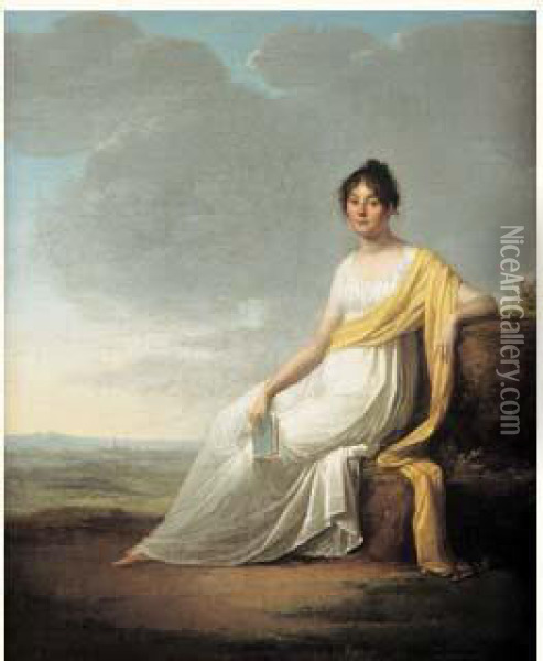 Portrait De Victoire-josephine Delaunay Nee Brayer Oil Painting - Charles Paul Landon