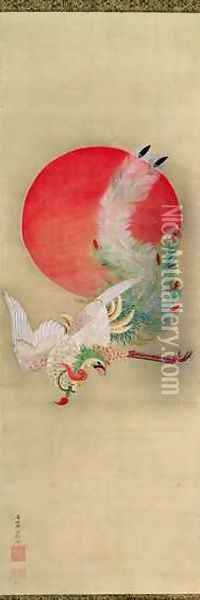 Phoenix and Sun Edo Period Japan Oil Painting - Ito Jakuchu