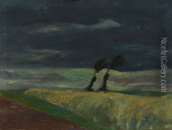 Sturmische Landschaft Oil Painting - Heinrich Nauen