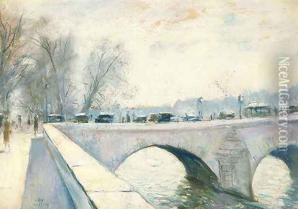 Pont Royal, Paris, Winter Oil Painting - Lesser Ury