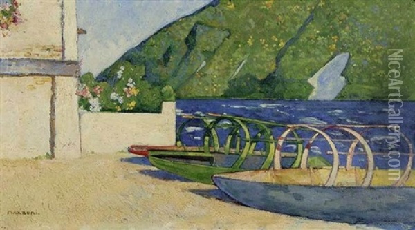Near Gandria (lake Of Lugano, Switzerland) Oil Painting - Max-Alfred Buri