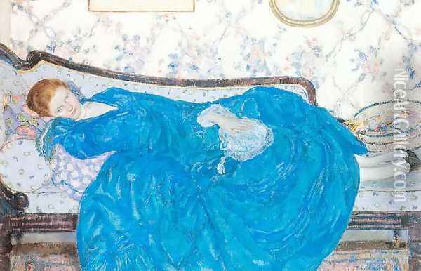 The Blue Gown Oil Painting - Frederick Carl Frieseke