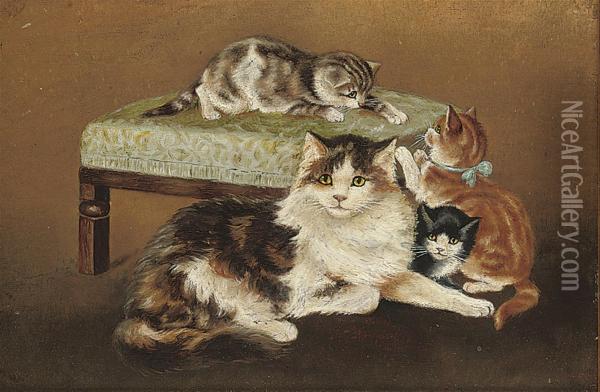 Kittens Oil Painting - Bessie, Betsie Bamber