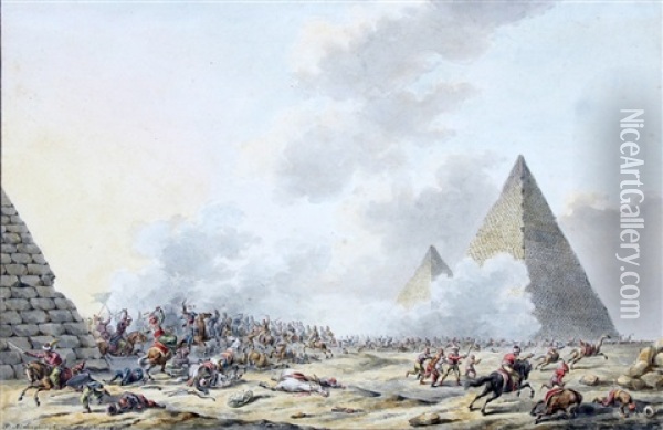 Veldslag Tussen De Piramides Oil Painting - Jan Anthonie Langendyk